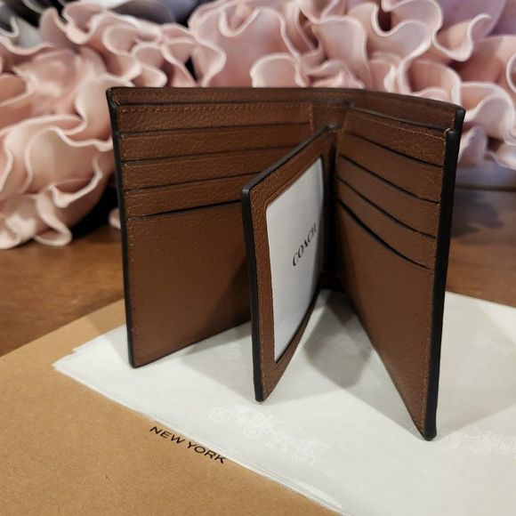 NWT COACH Men's 3 In 1 Wallet in Leather, Color Saddle, with Coach Gift Box - Picture 7 of 8